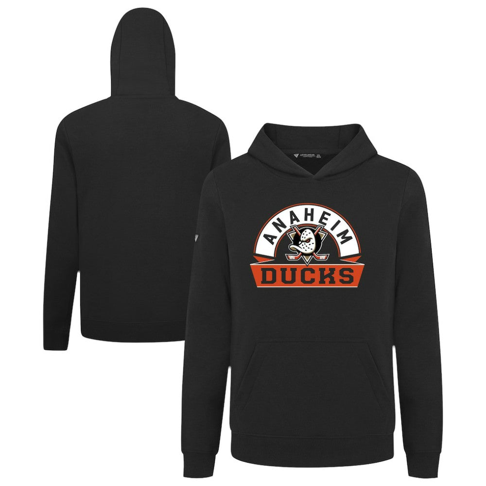NHL Black Anaheim Ducks Levelwear Youth Podium Banner Arch Pullover Hoodie