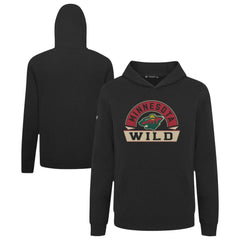 NHL Black Minnesota Wild Levelwear Youth Podium Banner Arch Pullover Hoodie