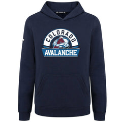 NHL Navy Colorado Avalanche Levelwear Youth Podium Banner Arch Pullover Hoodie