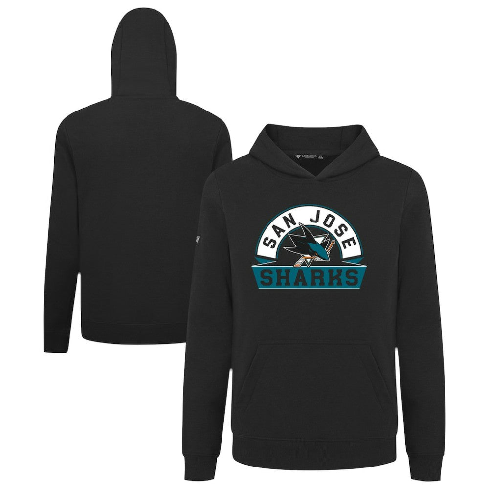 NHL Black San Jose Sharks Levelwear Youth Podium Banner Arch Pullover Hoodie