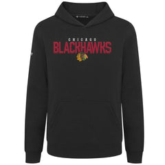 NHL Black Chicago Blackhawks Levelwear Youth Podium Carve Pullover Hoodie