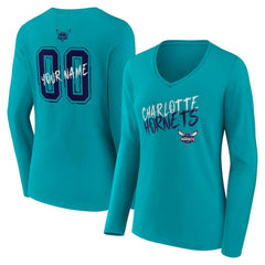 NBA Charlotte Hornets Women's Hustle Custom Long Sleeve V-Neck T-Shirt