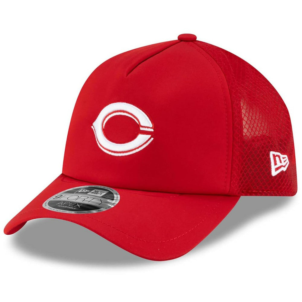 MLB Cincinnati Reds New Era 2026 Batting Practice Apex 9FORTY Adjustable Trucker Hat