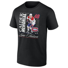 NHL Black Lane Hutson Montreal Canadiens 2025 Calder Memorial Trophy Winner T-Shirt