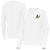 MLB Athletics Antigua Women's Varsity Tri-Blend V-Neck Long Sleeve T-Shirt