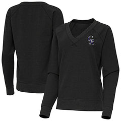 MLB Colorado Rockies Antigua Women's Varsity Tri-Blend V-Neck Long Sleeve T-Shirt