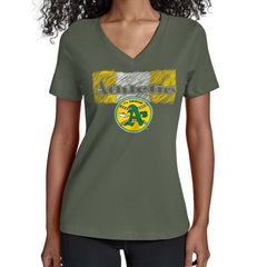 MLB Athletics Starter Women's Team Color Shading V-Neck T-Shirt