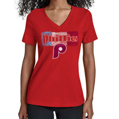 MLB Philadelphia Phillies Starter Women's Team Color Shading V-Neck T-Shirt