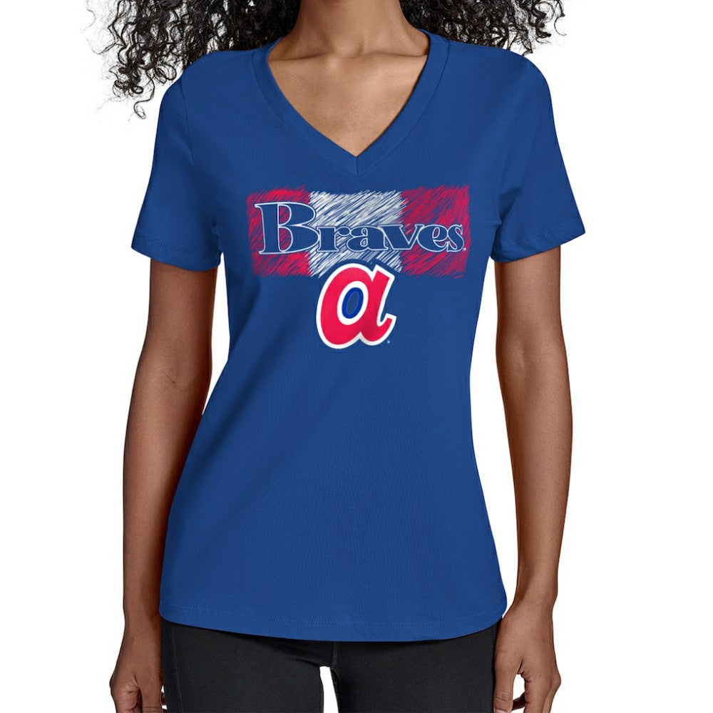 MLB Atlanta Braves Starter Women's Team Color Shading V-Neck T-Shirt