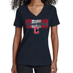 MLB Cleveland Guardians Starter Women's Team Color Shading V-Neck T-Shirt