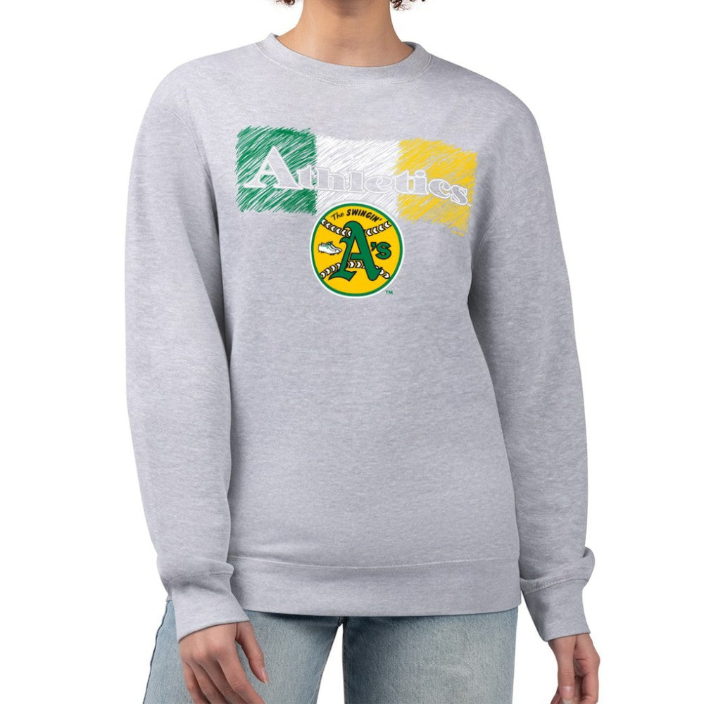 MLB Athletics Starter Women's Team Color Shading Fleece Pullover Sweatshirt