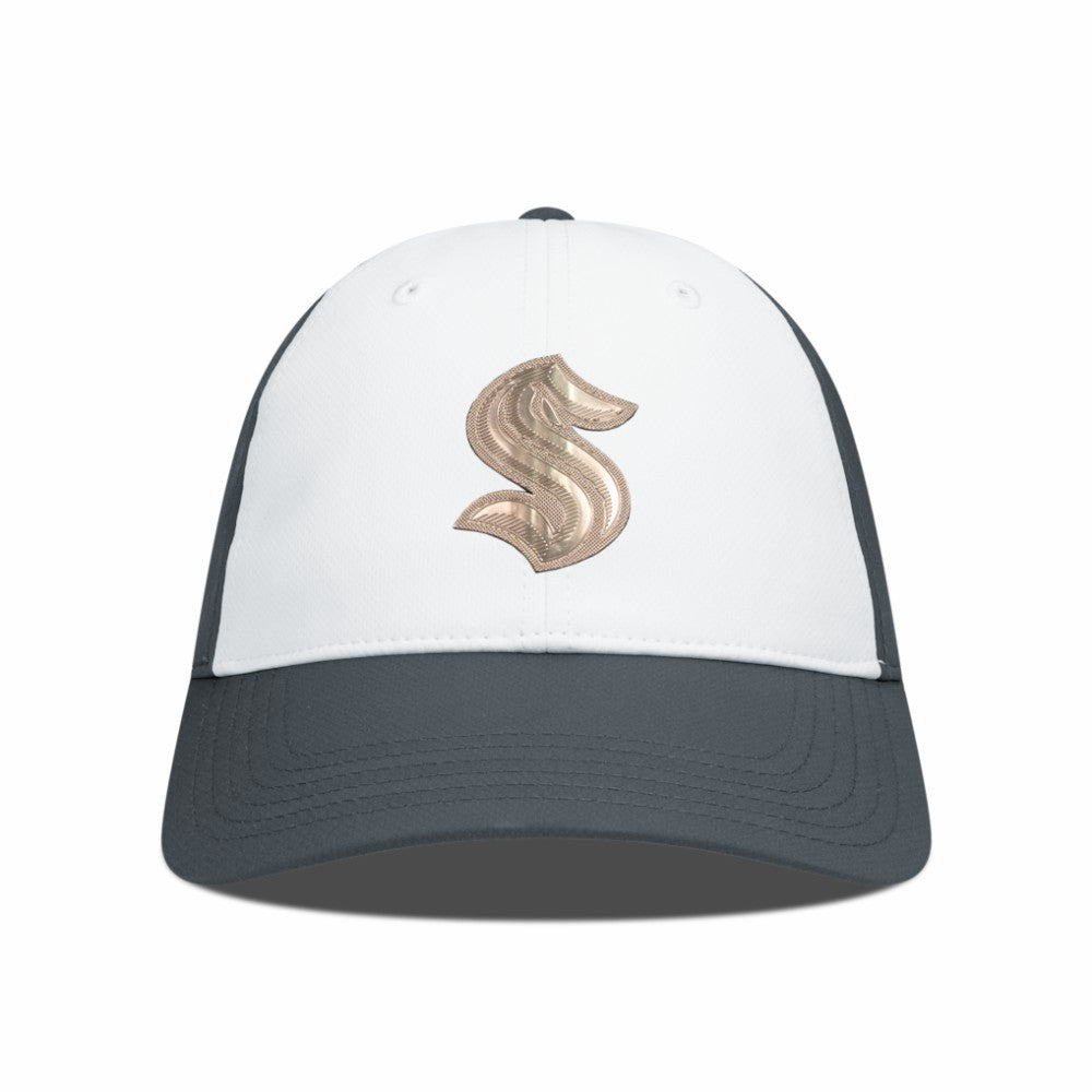 NHL White/Charcoal Seattle Kraken Levelwear Endure Copper Insignia Adjustable Hat