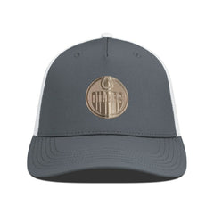 NHL Charcoal/White Edmonton Oilers Levelwear Signal Copper Insignia Trucker Adjustable Hat
