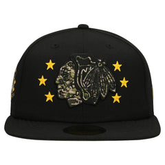 NHL Black Chicago Blackhawks New Era Military Appreciation Digital Camo Stars 59FIFTY Fitted Hat