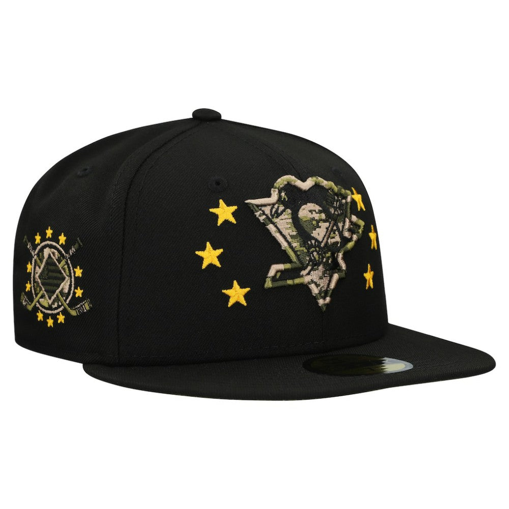 NHL Black Pittsburgh Penguins New Era Military Appreciation Digital Camo Stars 59FIFTY Fitted Hat