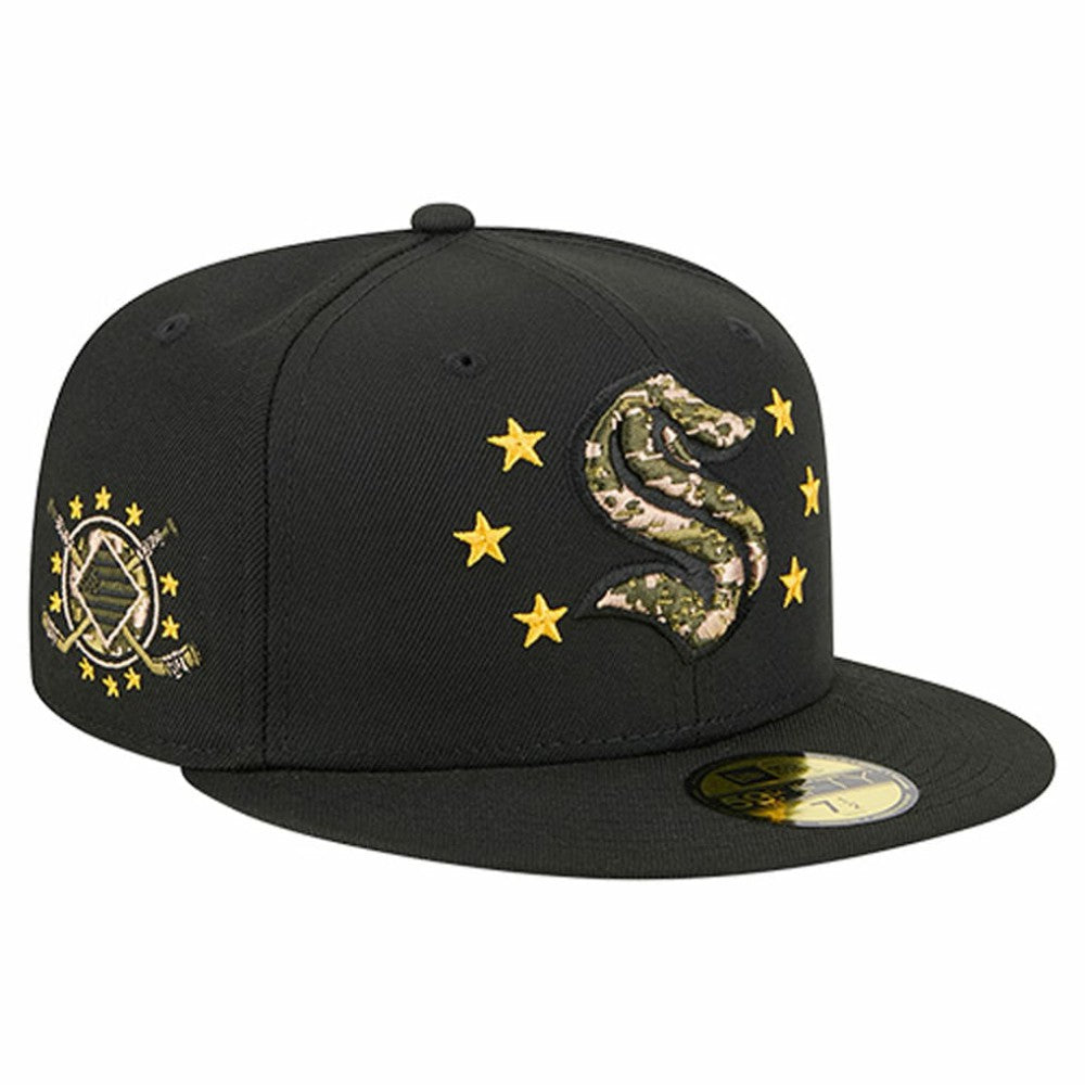 NHL Black Seattle Kraken New Era Military Appreciation Digital Camo Stars 59FIFTY Fitted Hat