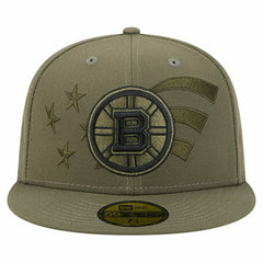 NHL Olive Boston Bruins New Era Military Appreciation Flag 59FIFTY Fitted Hat