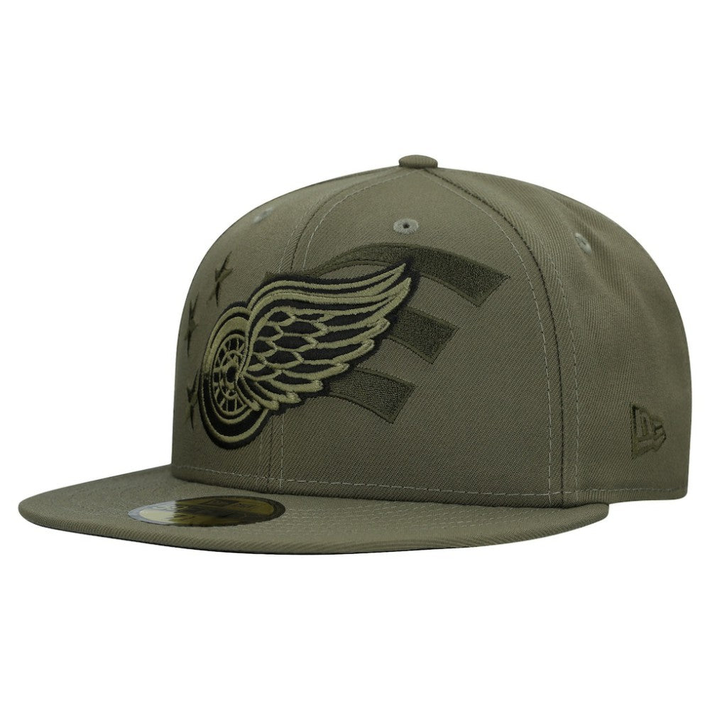NHL Olive Detroit Red Wings New Era Military Appreciation Flag 59FIFTY Fitted Hat