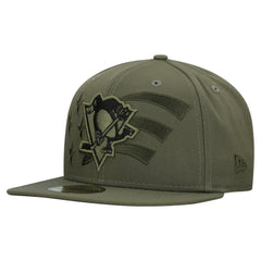 NHL Olive Pittsburgh Penguins New Era Military Appreciation Flag 59FIFTY Fitted Hat