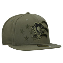 NHL Olive Pittsburgh Penguins New Era Military Appreciation Flag 59FIFTY Fitted Hat