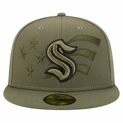 NHL Olive Seattle Kraken New Era Military Appreciation Flag 59FIFTY Fitted Hat