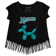 MLB Miami Marlins Tiny Turnip Girls Youth Balloon Dog Fringe T-Shirt