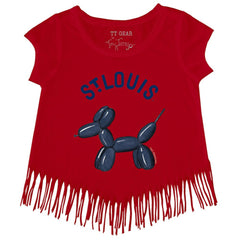 MLB St. Louis Cardinals Tiny Turnip Girls Youth Balloon Dog Fringe T-Shirt