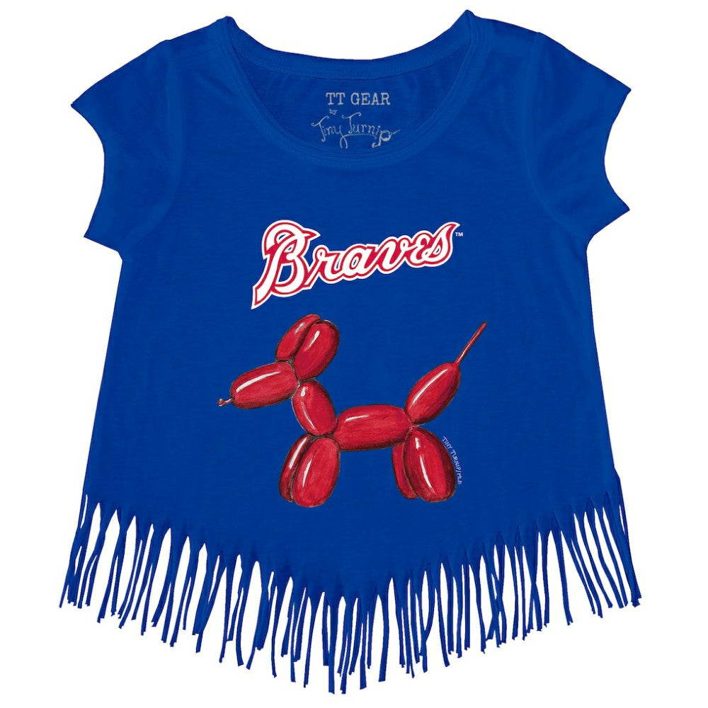 MLB Atlanta Braves Tiny Turnip Girls Youth Balloon Dog Fringe T-Shirt