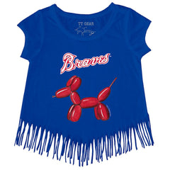 MLB Atlanta Braves Tiny Turnip Girls Youth Balloon Dog Fringe T-Shirt