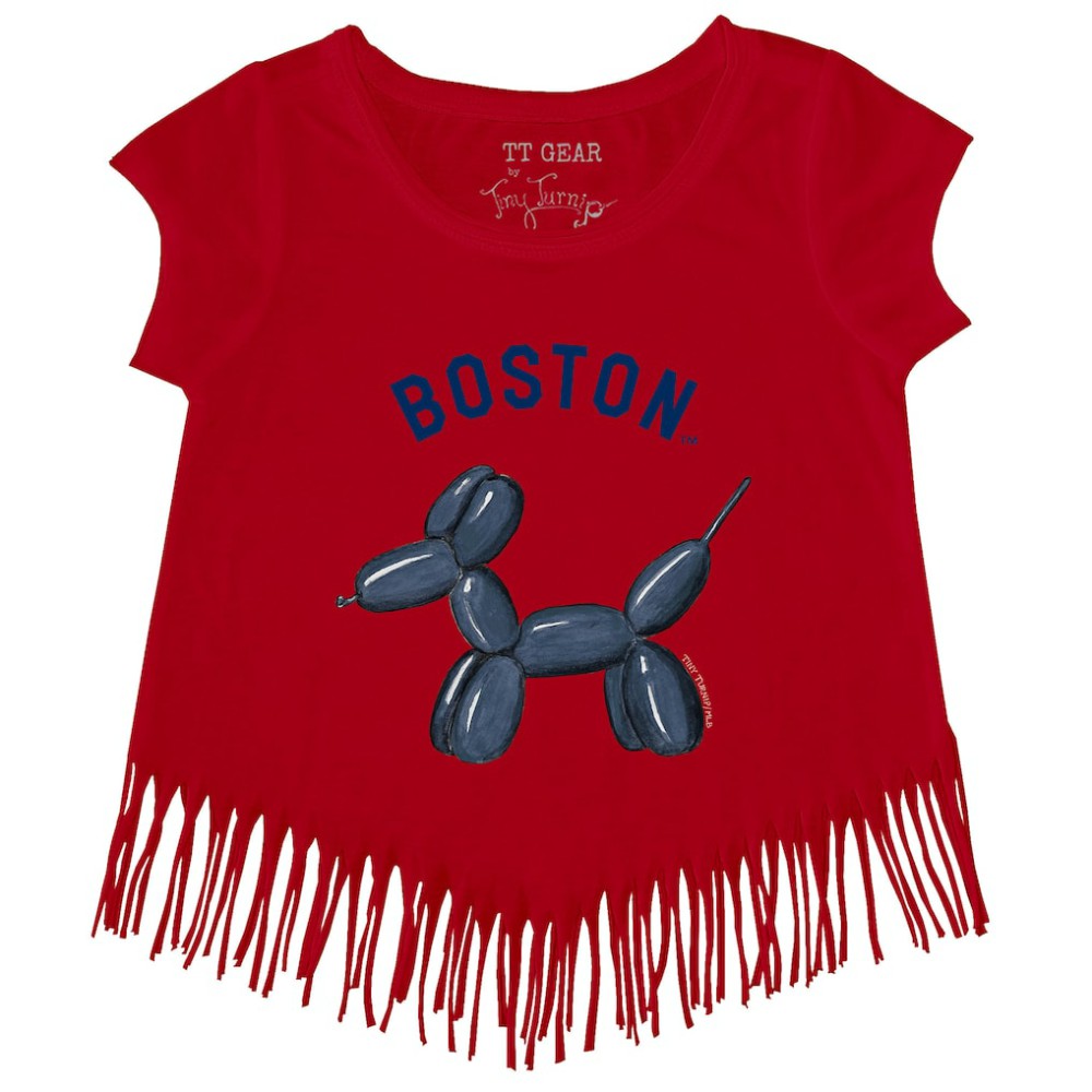 MLB Boston Red Sox Tiny Turnip Girls Youth Balloon Dog Fringe T-Shirt