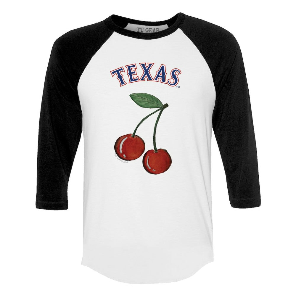MLB Texas Rangers Tiny Turnip Women's Cherries 3/4-Sleeve Raglan Baseball T-Shirt