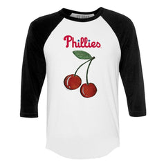 MLB Philadelphia Phillies Tiny Turnip Women's Cherries 3/4-Sleeve Raglan Baseball T-Shirt