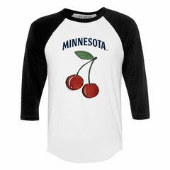 MLB Minnesota Twins Tiny Turnip Women's Cherries 3/4-Sleeve Raglan Baseball T-Shirt