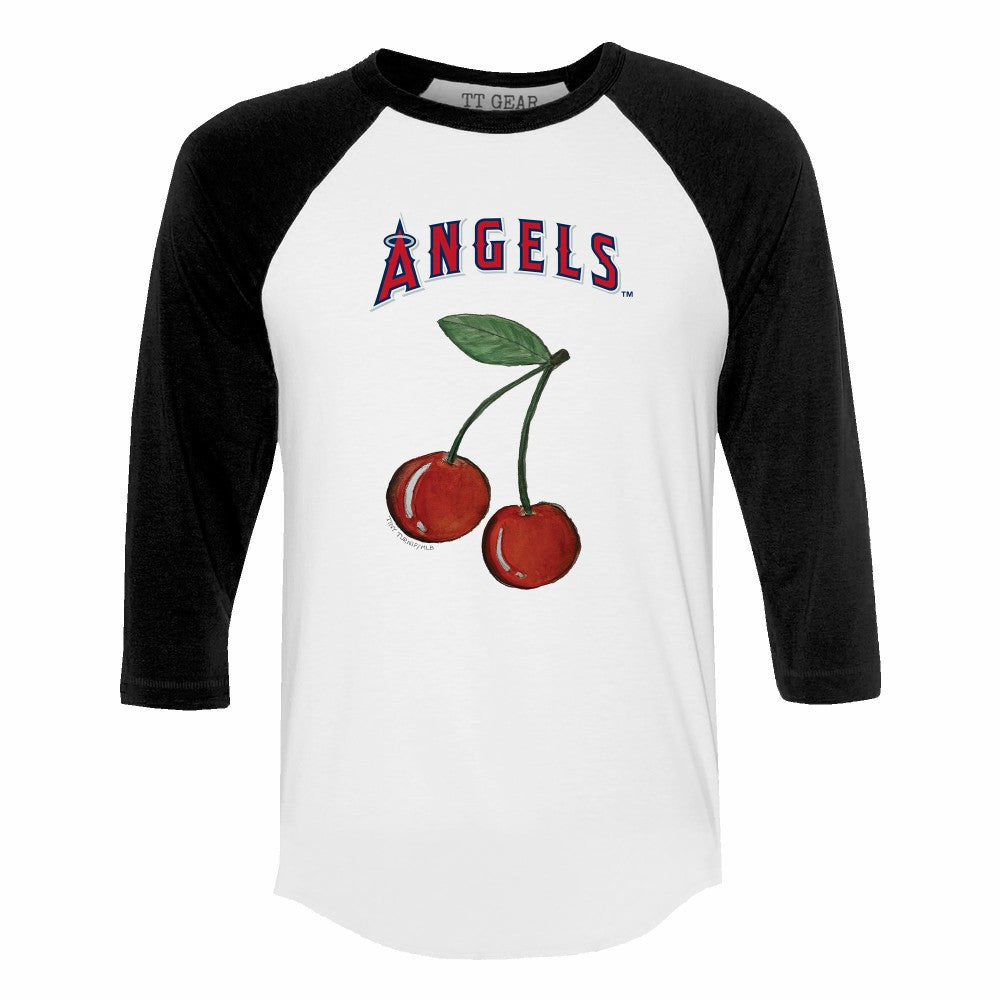 MLB Los Angeles Angels Tiny Turnip Women's Cherries 3/4-Sleeve Raglan Baseball T-Shirt