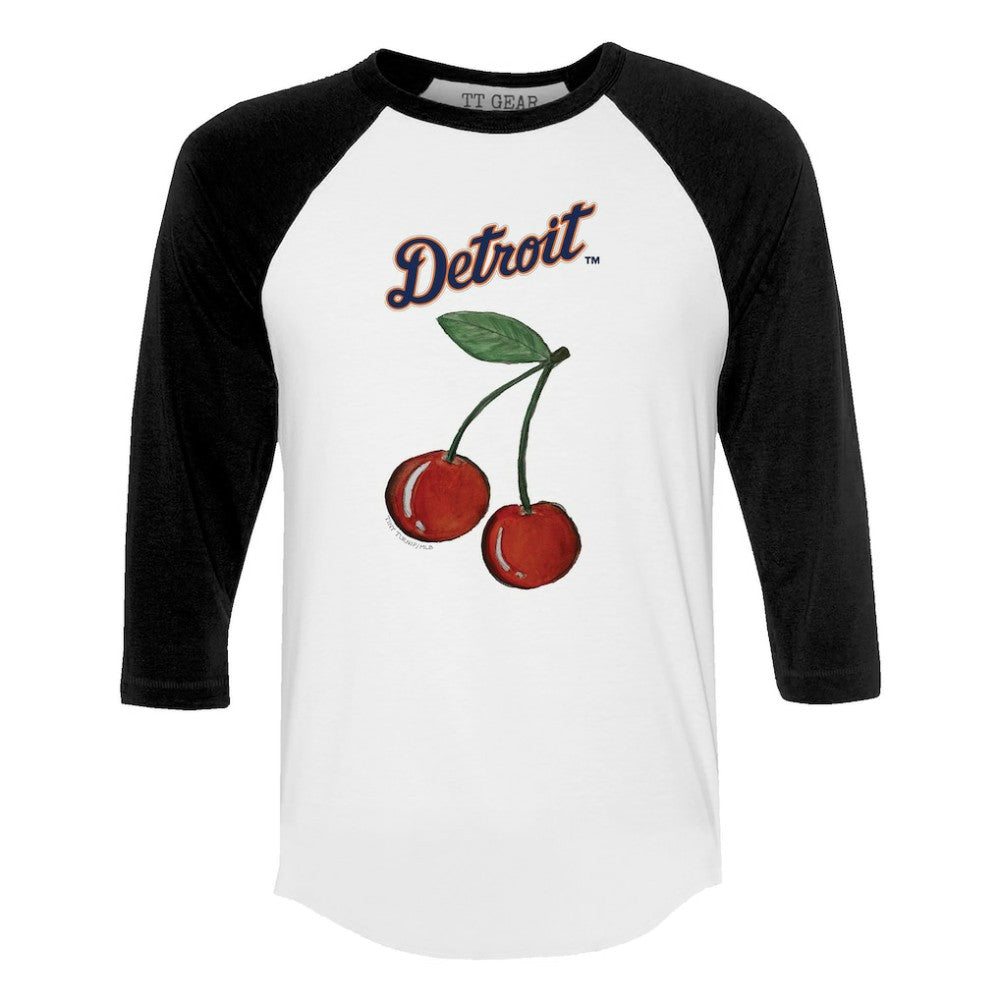 MLB Detroit Tigers Tiny Turnip Women's Cherries 3/4-Sleeve Raglan Baseball T-Shirt