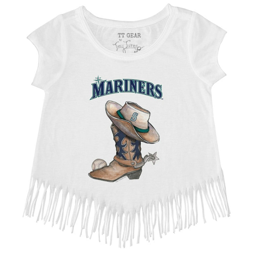 MLB Seattle Mariners Tiny Turnip Girls Youth Cowboy Boot Fringe T-Shirt