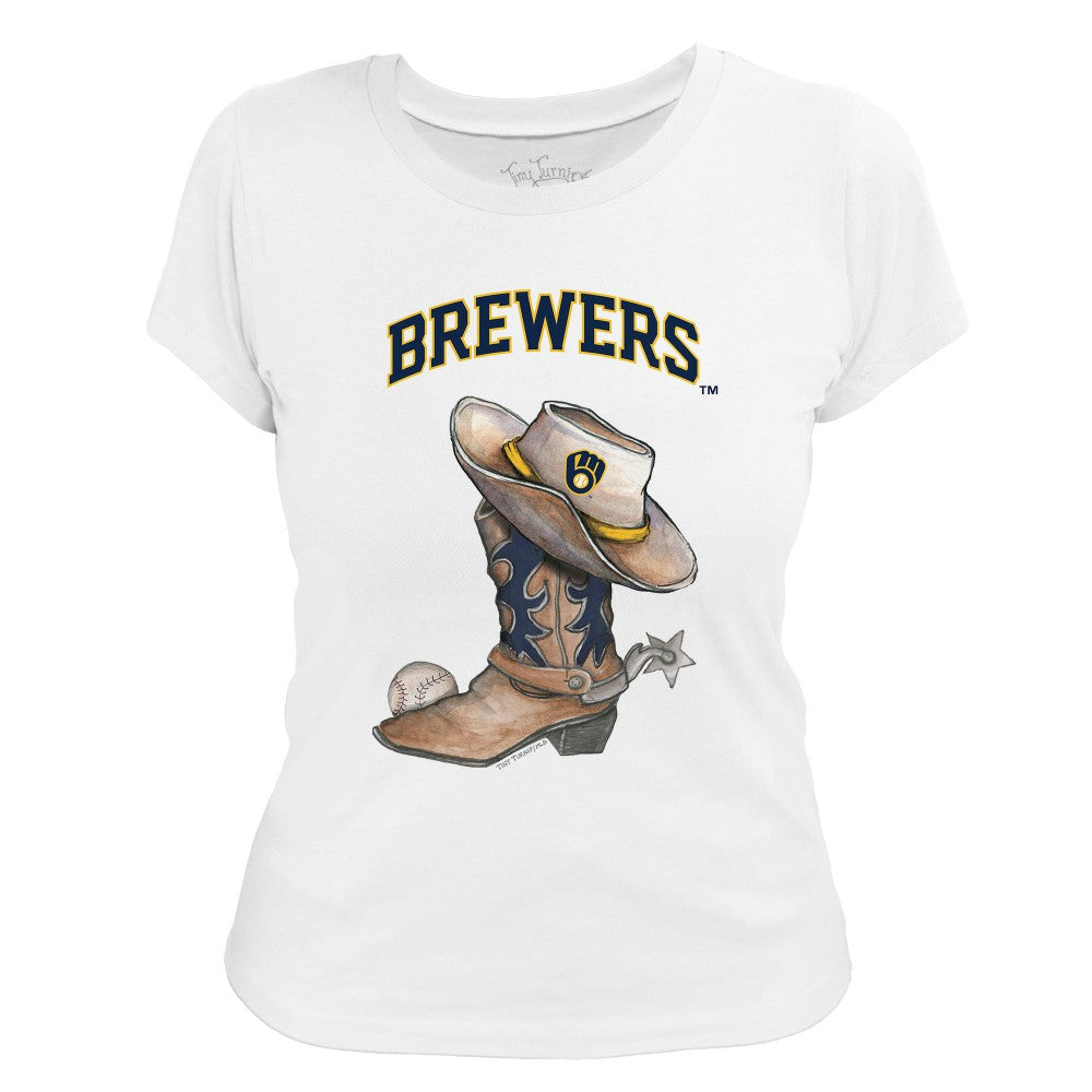 MLB Milwaukee Brewers Tiny Turnip Women's Cowboy Boot T-Shirt