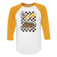 MLB San Diego Padres Tiny Turnip Women's Pizza 3/4-Sleeve Raglan Baseball T-Shirt