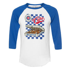 MLB Chicago Cubs Tiny Turnip Women's Pizza 3/4-Sleeve Raglan Baseball T-Shirt