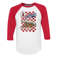 MLB Los Angeles Angels Tiny Turnip Women's Pizza 3/4-Sleeve Raglan Baseball T-Shirt