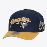 NHL Navy/Gold Pittsburgh Penguins Mitchell & Ness x Just Don Wave Script Pro Strapback Hat