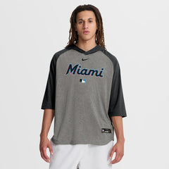MLB Miami Marlins Nike Authentic Collection Flux Dri-FIT Raglan 3/4-Sleeve Hooded T-Shirt