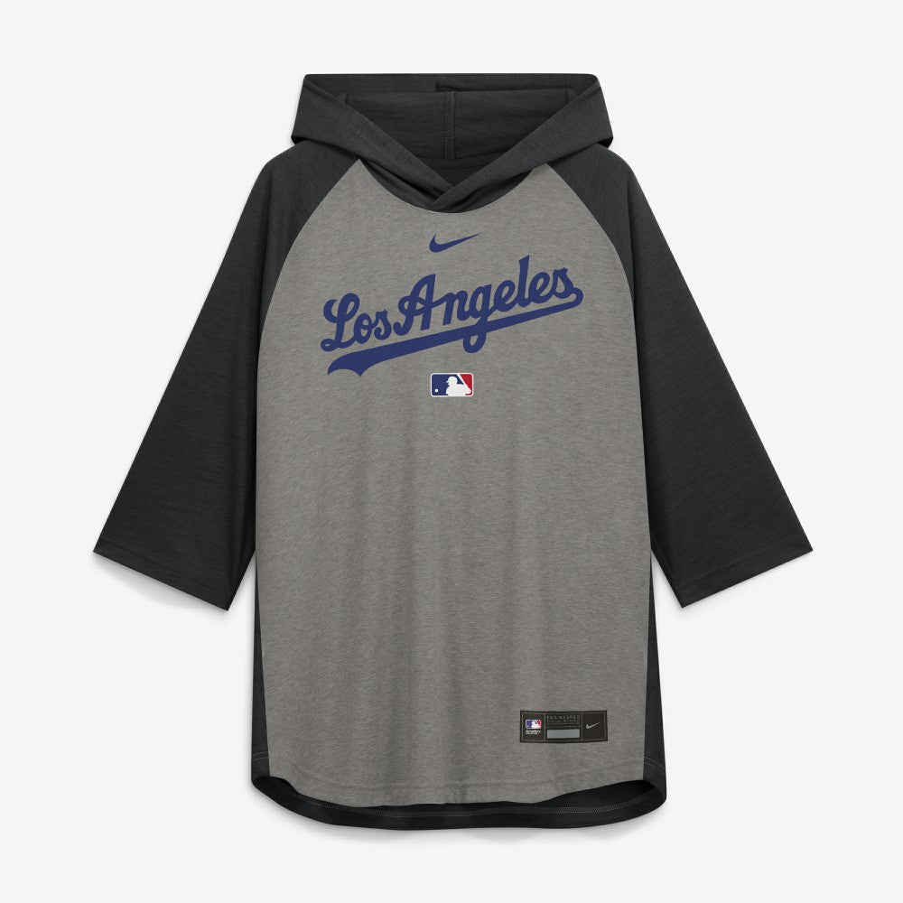 MLB Los Angeles Dodgers Nike Authentic Collection Flux Dri-FIT Raglan 3/4-Sleeve Hooded T-Shirt