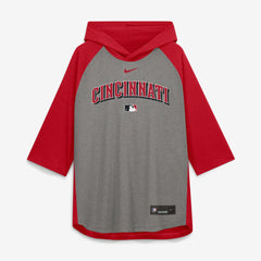 MLB Cincinnati Reds Nike Authentic Collection Flux Dri-FIT Raglan 3/4-Sleeve Hooded T-Shirt