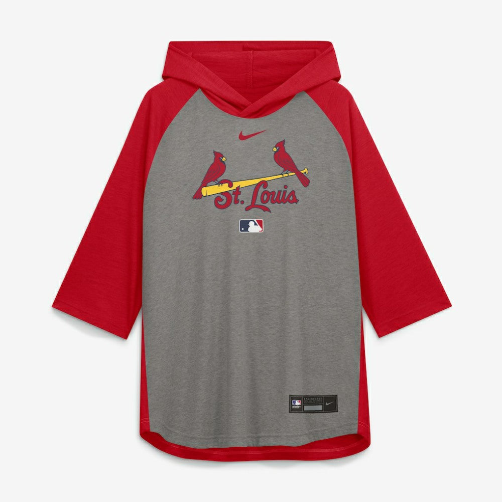 MLB St. Louis Cardinals Nike Authentic Collection Flux Dri-FIT Raglan 3/4-Sleeve Hooded T-Shirt