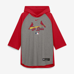 MLB St. Louis Cardinals Nike Authentic Collection Flux Dri-FIT Raglan 3/4-Sleeve Hooded T-Shirt