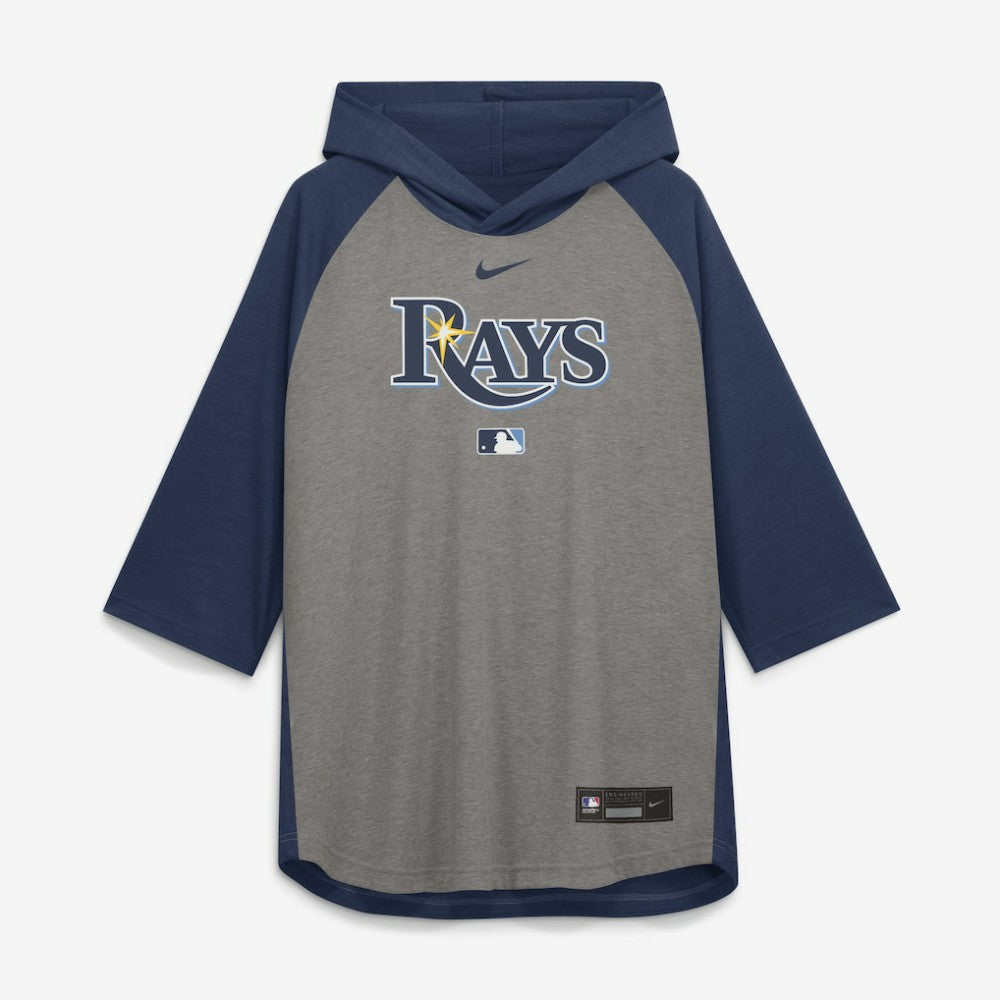 MLB Tampa Bay Rays Nike Authentic Collection Flux Dri-FIT Raglan 3/4-Sleeve Hooded T-Shirt