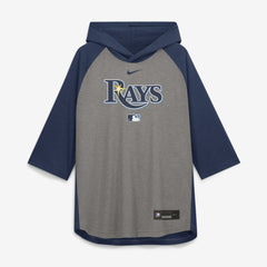 MLB Tampa Bay Rays Nike Authentic Collection Flux Dri-FIT Raglan 3/4-Sleeve Hooded T-Shirt