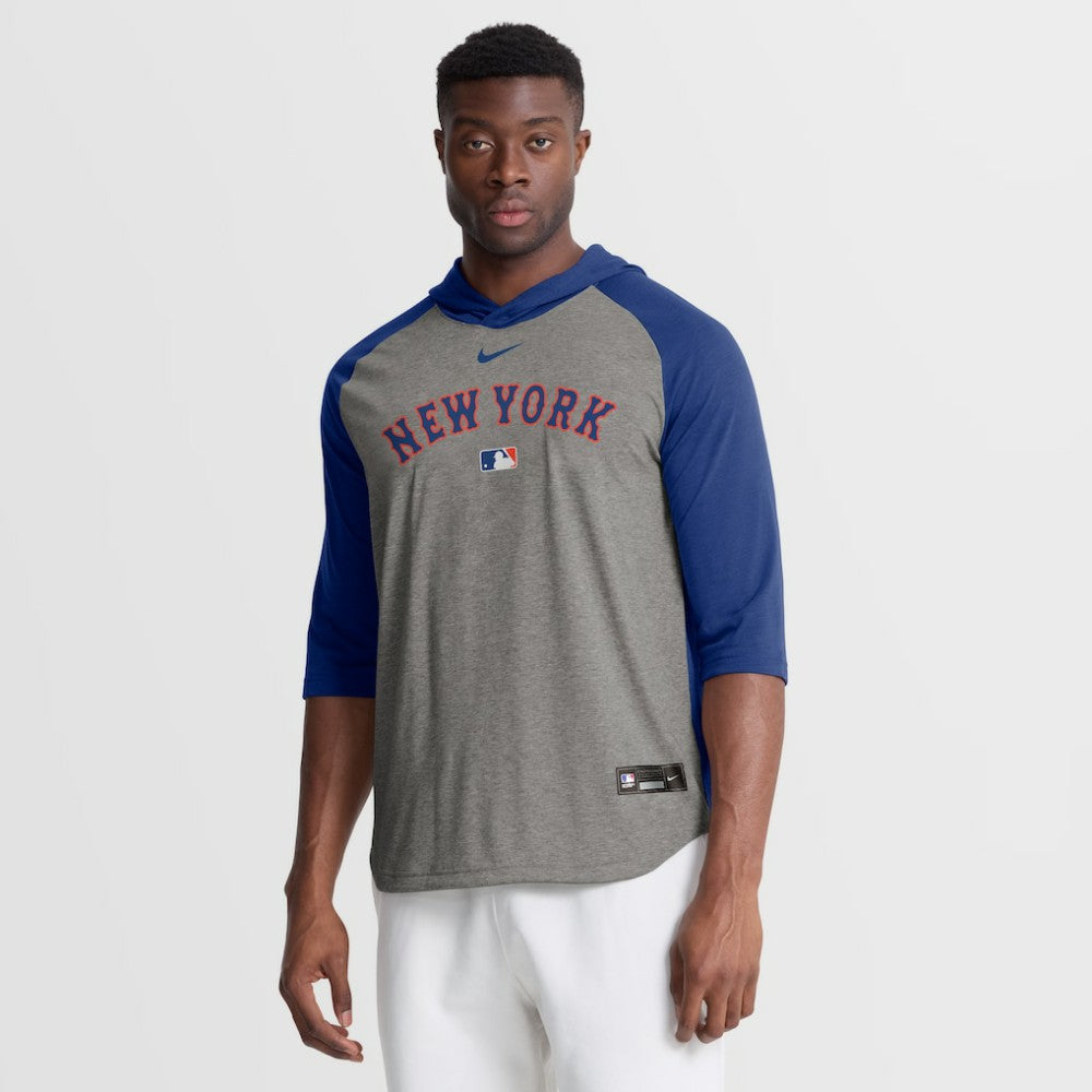 MLB New York Mets Nike Authentic Collection Flux Dri-FIT Raglan 3/4-Sleeve Hooded T-Shirt