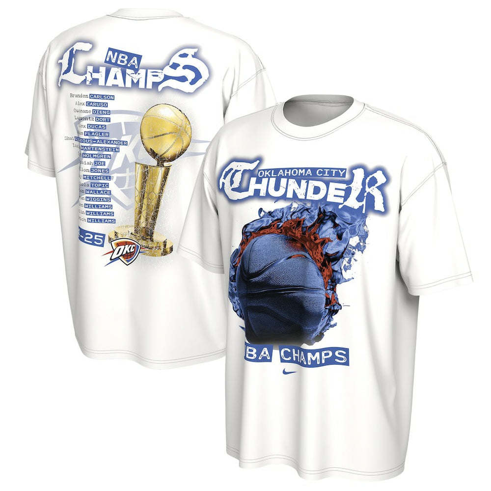 NBA Oklahoma City Thunder Unisex 2025 NBA Finals Champions Celebration Parade Roster T-Shirt